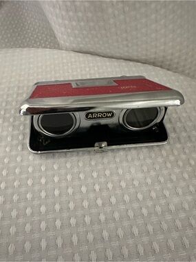 Arrow Red and Silver Folding Opera Glasses Vintage